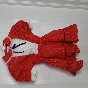 Celeste Vintage 1980s Red Orange Floral Dress Size 3T